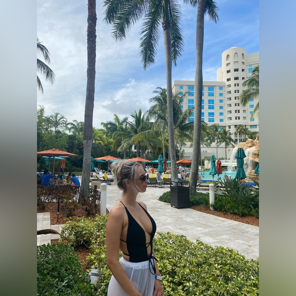 Black one piece swim suit